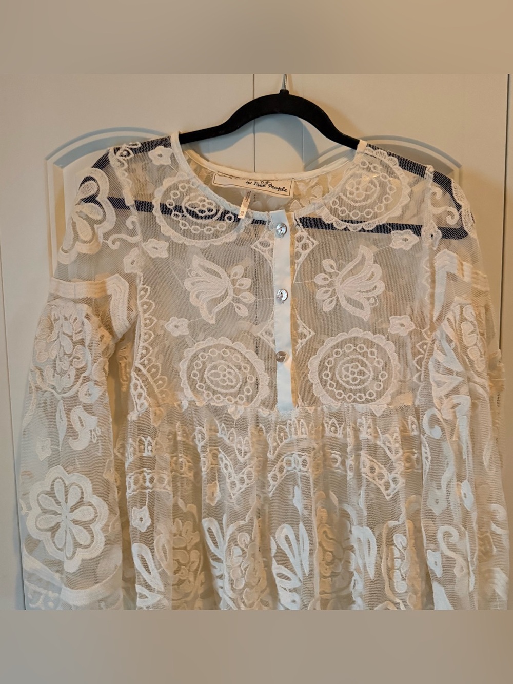 Jen's Pirate Booty X Free People El Sol Boho Lace babydoll Dress X-Small Ivory - Picture 6 of 15